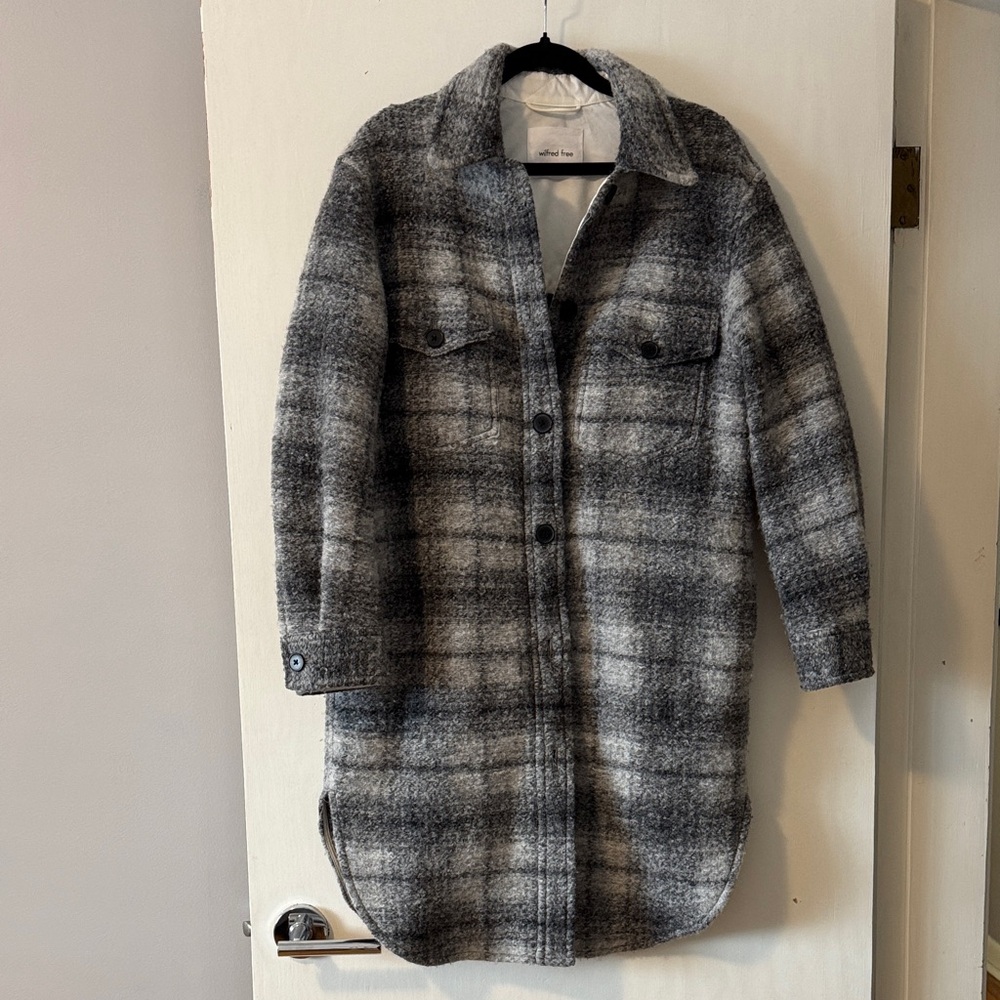 Wilfred Free Gray Plaid Long Ganna Shirt